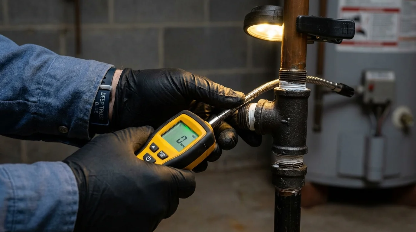 Gas leak detection with electronic sniffer by Johns Plumbing LLC in Fossil
