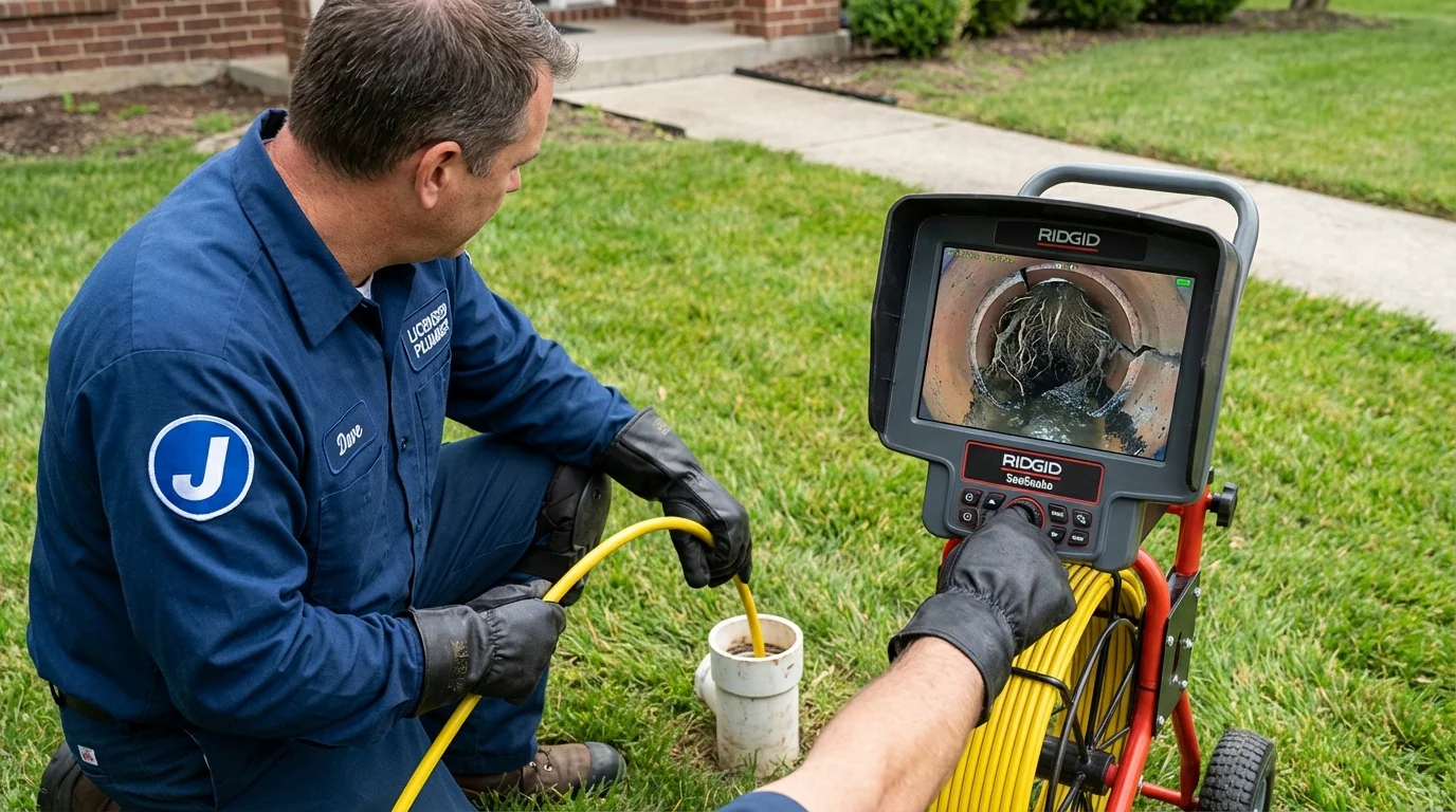 Sewer camera inspection being performed by Johns Plumbing LLC in Fossil