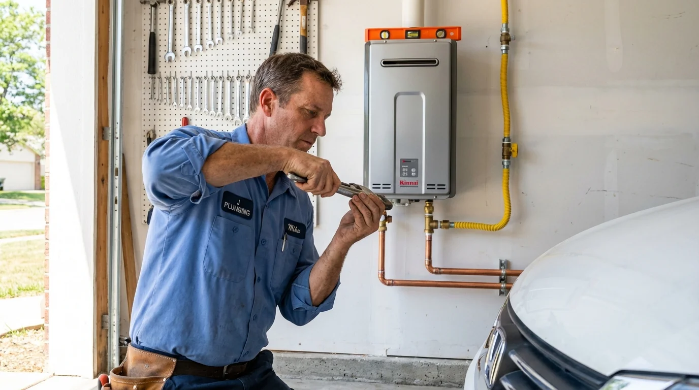 Tankless water heater installation by a Johns Plumbing LLC plumber in Fossil